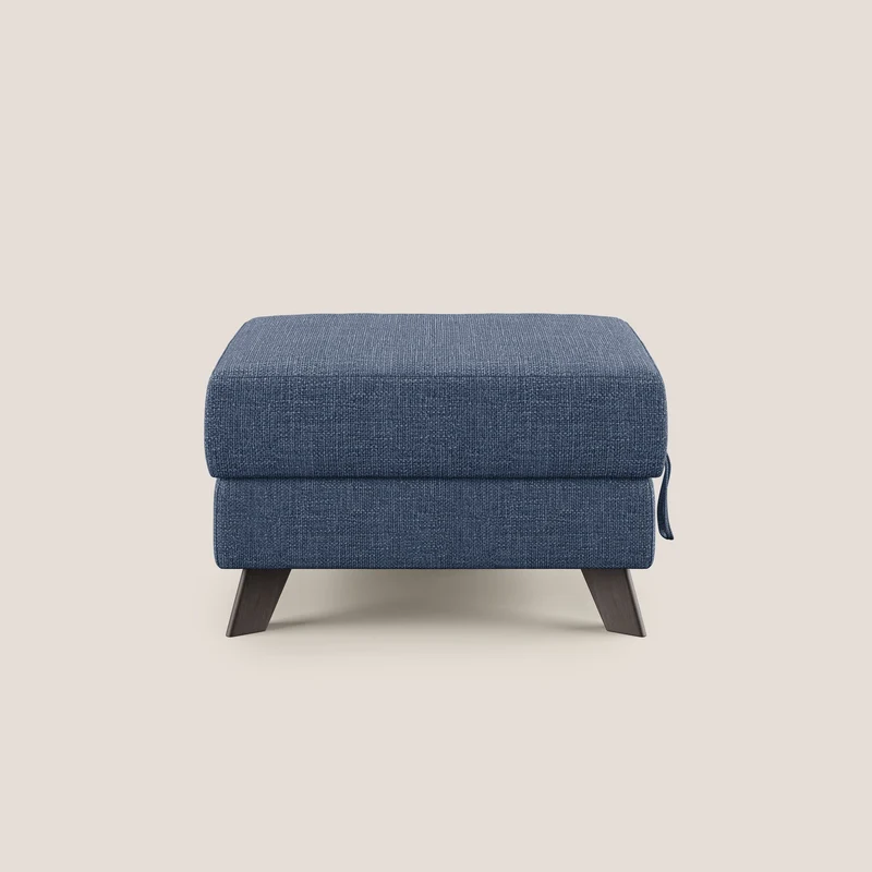 Moon Pouf coffre aux pieds hauts en tissu doux entrelacé soft-touch imperméable T06 bleu