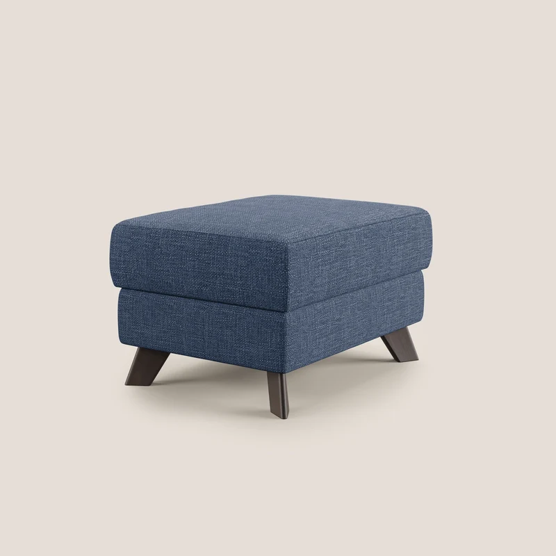 Moon Pouf coffre aux pieds hauts en tissu doux entrelacé soft-touch imperméable T06 bleu