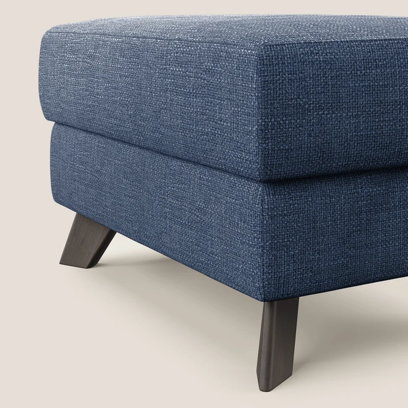 Moon Pouf coffre aux pieds hauts en tissu doux entrelacé soft-touch imperméable T06 bleu