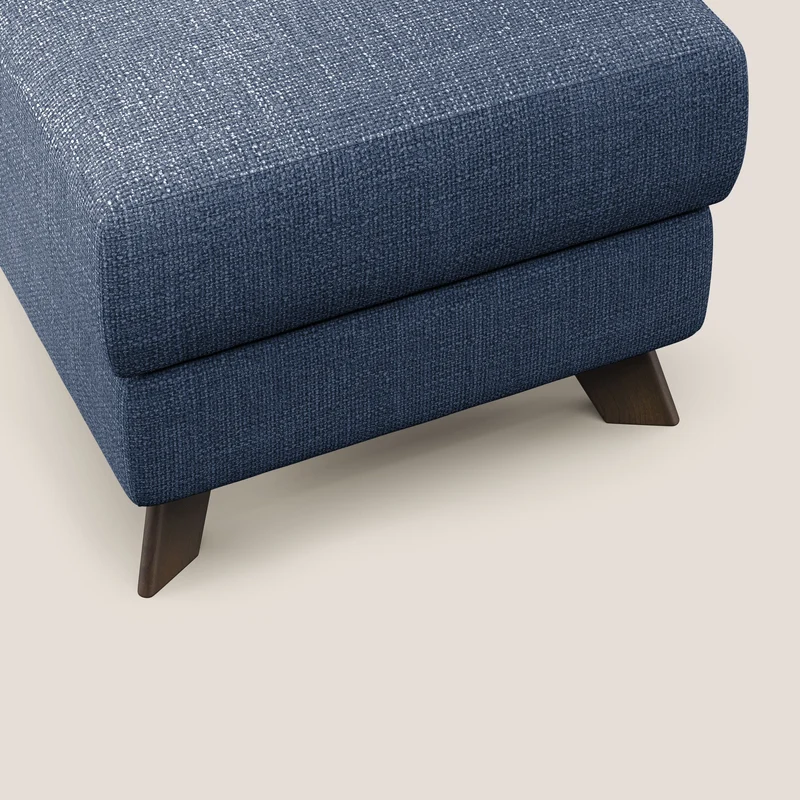Moon Pouf coffre aux pieds hauts en tissu doux entrelacé soft-touch imperméable T06 bleu