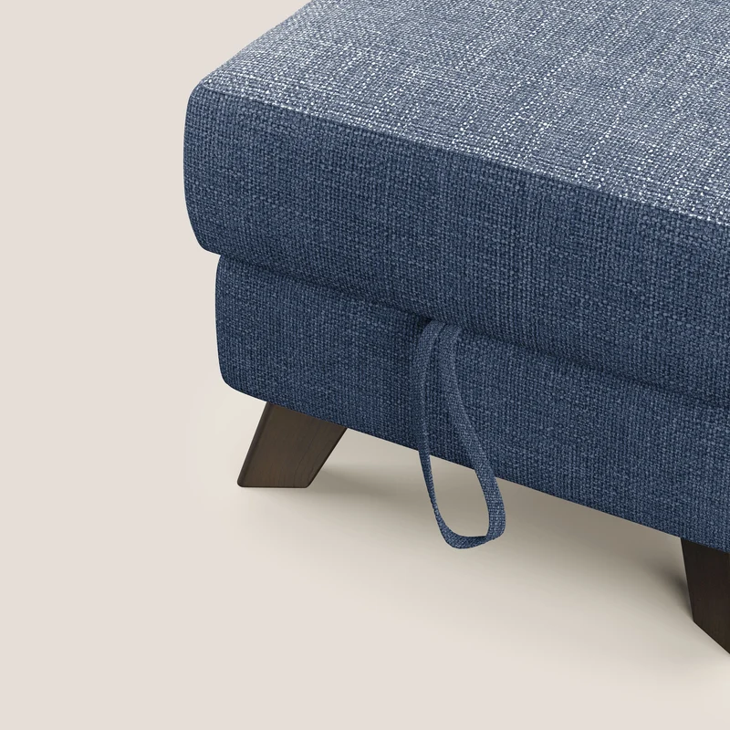 Moon Pouf coffre aux pieds hauts en tissu doux entrelacé soft-touch imperméable T06 bleu