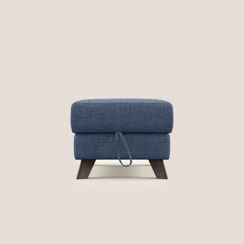 Moon Pouf coffre aux pieds hauts en tissu doux entrelacé soft-touch imperméable T06 bleu