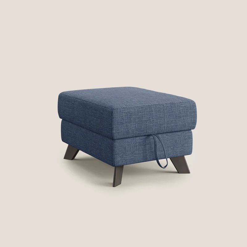 Moon Pouf coffre aux pieds hauts en tissu doux entrelacé soft-touch imperméable T06 bleu