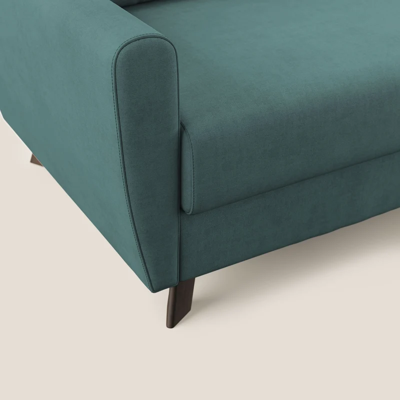 Callisto Canapé d'angle convertible en tissu doux imperméable T02 bleu canard