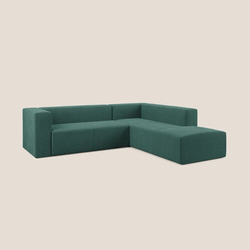 Nettuno canapé d'angle modulable en bouclette douce T07 vert