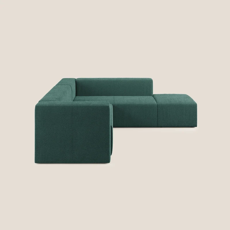 Nettuno canapé d'angle modulable en bouclette douce T07 vert