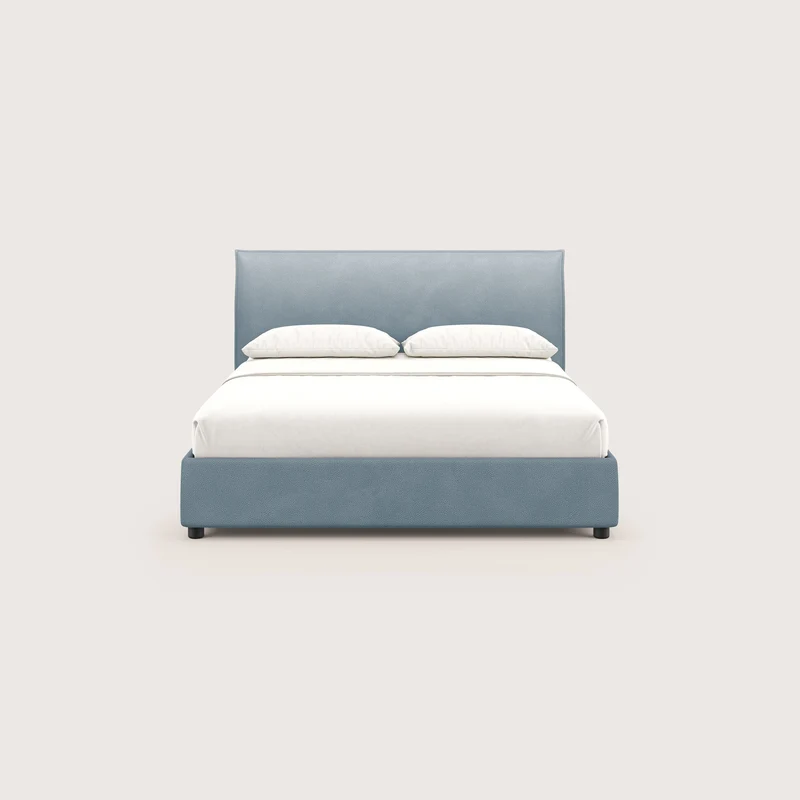 Nina lit coffre au design minimaliste en microfibre détachable effet cuir T15 bleu gris
