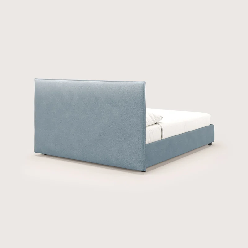 Nina lit coffre au design minimaliste en microfibre détachable effet cuir T15 bleu gris