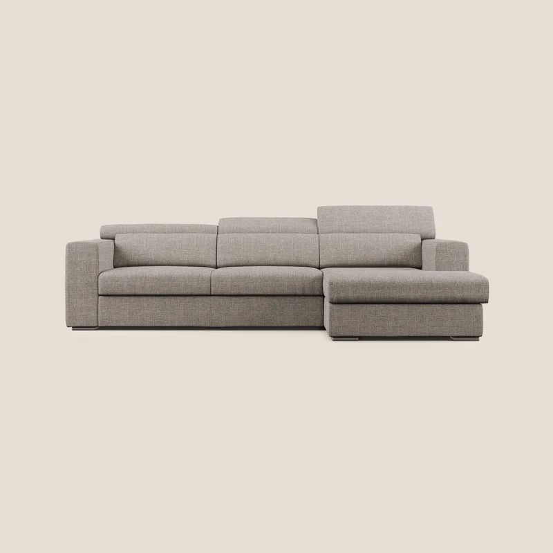 Vegas canapé d'angle avec têtières inclinables en tissu doux imperméable T06 Taupe tortora
