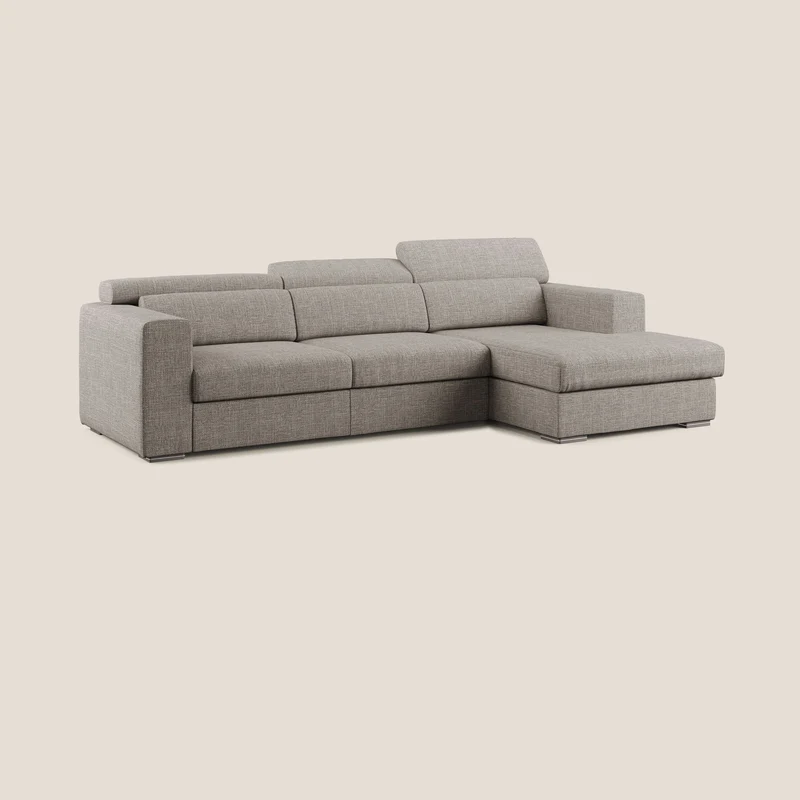 Vegas canapé d'angle avec têtières inclinables en tissu doux imperméable T06 Taupe tortora