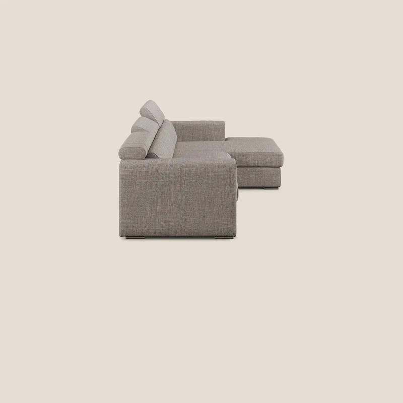 Vegas canapé d'angle avec têtières inclinables en tissu doux imperméable T06 Taupe tortora