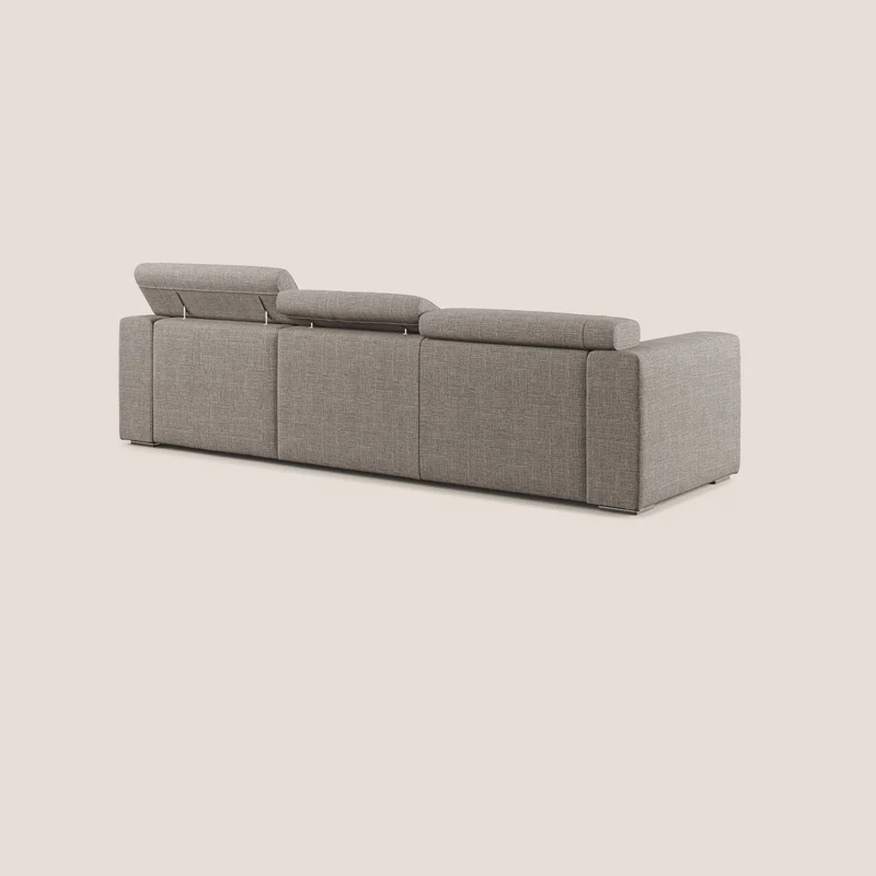 Vegas canapé d'angle avec têtières inclinables en tissu doux imperméable T06 Taupe tortora