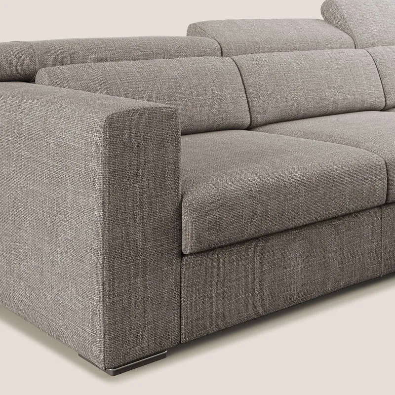 Vegas canapé d'angle avec têtières inclinables en tissu doux imperméable T06 Taupe tortora