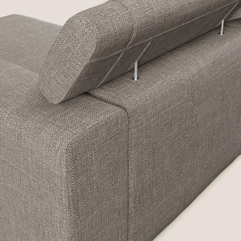 Vegas canapé d'angle avec têtières inclinables en tissu doux imperméable T06 Taupe tortora