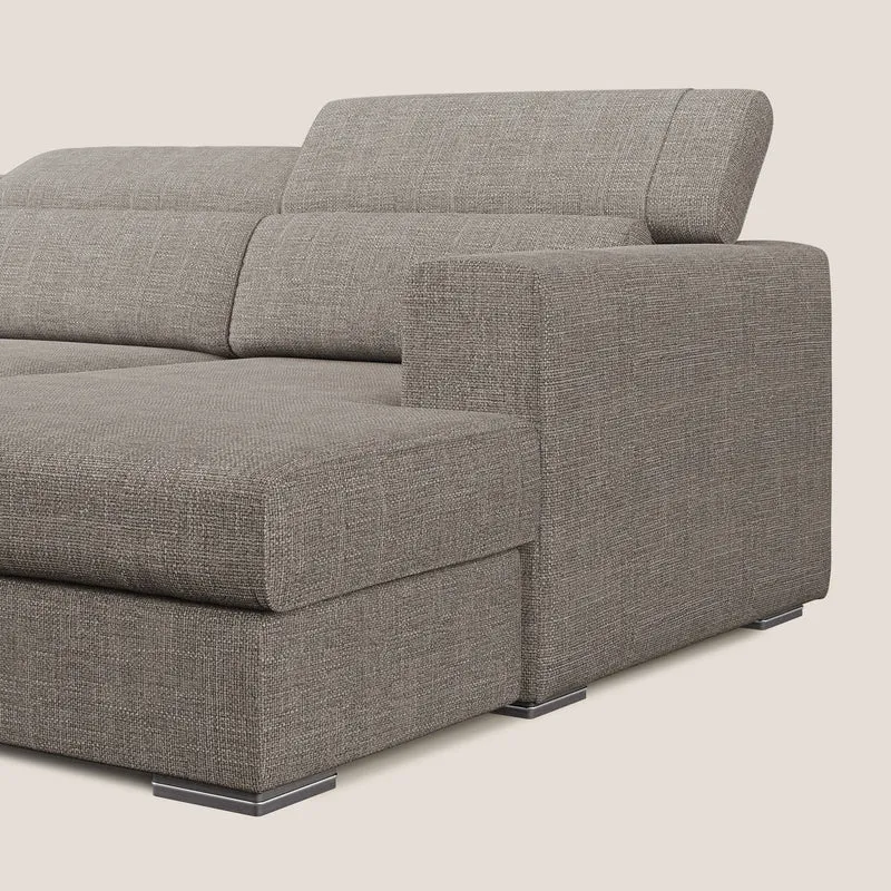 Vegas canapé d'angle avec têtières inclinables en tissu doux imperméable T06 Taupe tortora