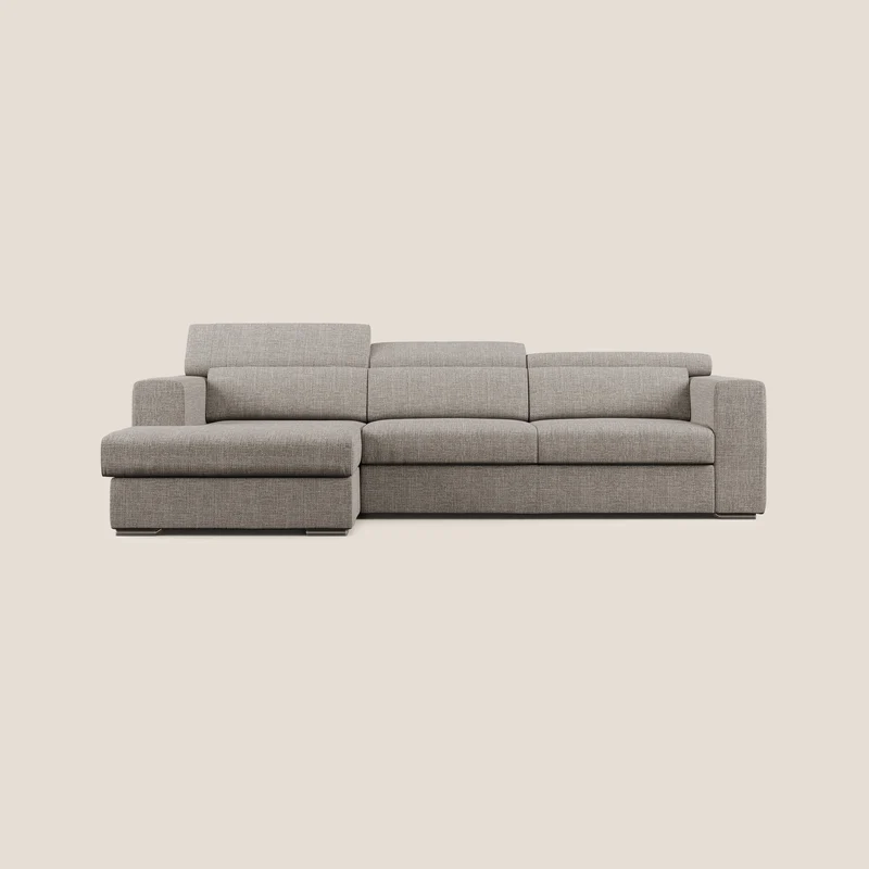 Vegas canapé d'angle avec têtières inclinables en tissu doux imperméable T06 Taupe tortora