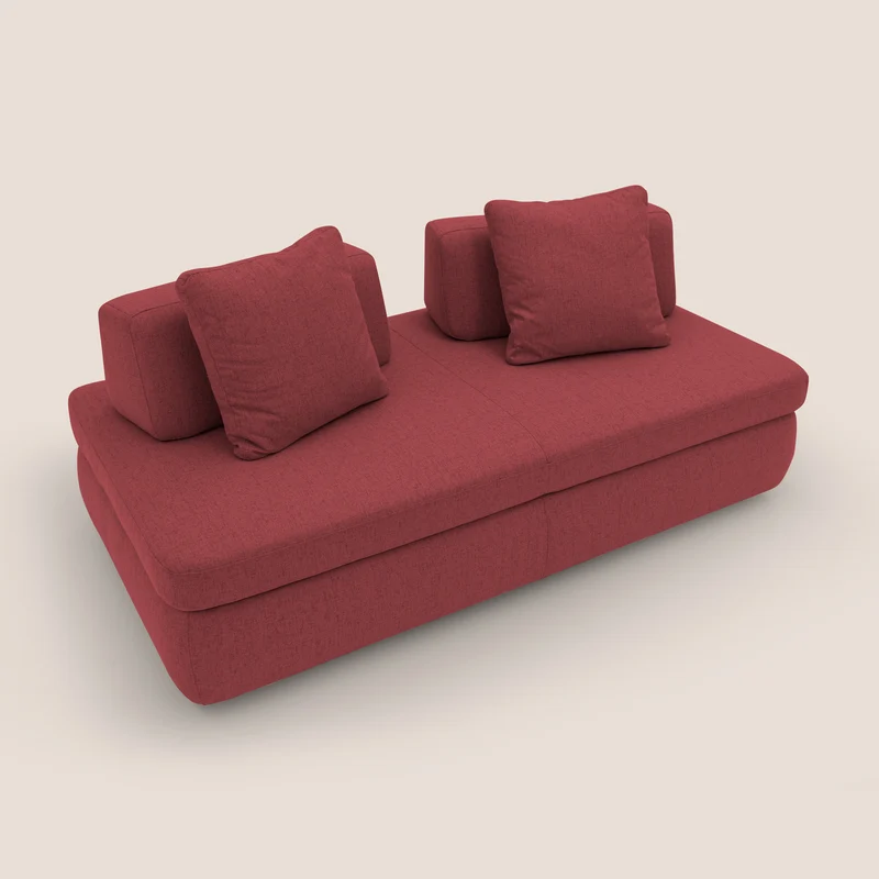 GRANSASSO Canapé convertible au design innovant en tissu imperméable T03 rouge