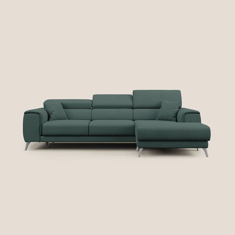 Fusion Canapé d'angle avec assises amovibles en tissu doux antitache T05 vert