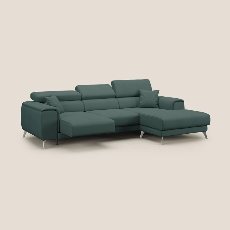 Fusion Canapé d'angle avec assises amovibles en tissu doux antitache T05 vert