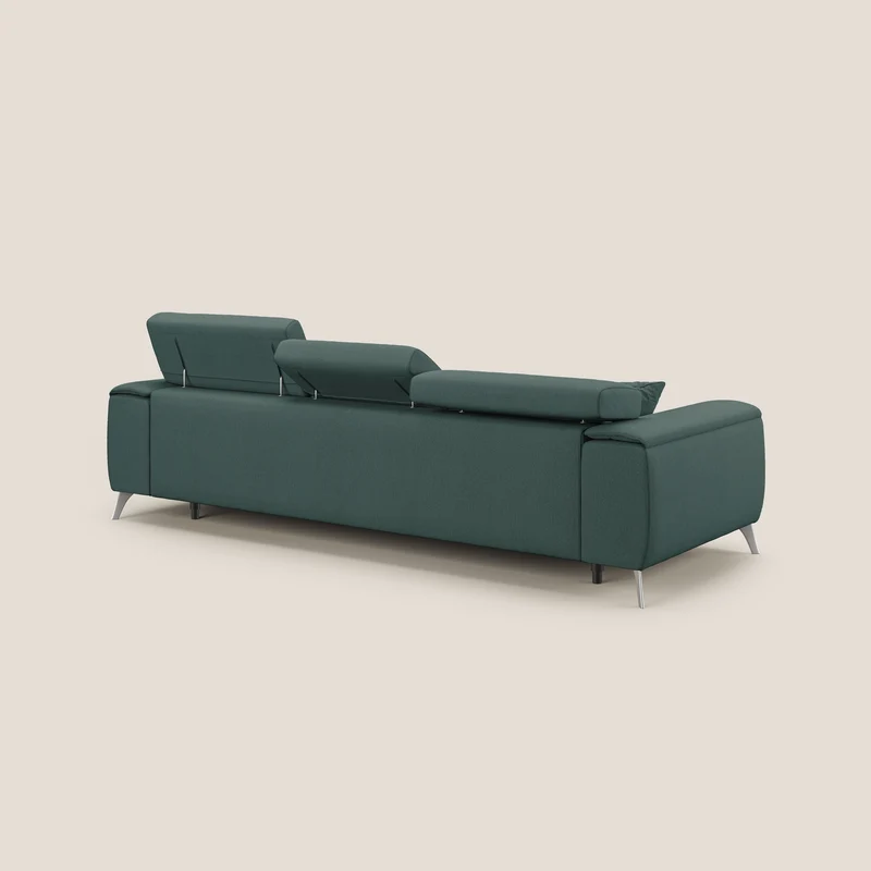 Fusion Canapé d'angle avec assises amovibles en tissu doux antitache T05 vert
