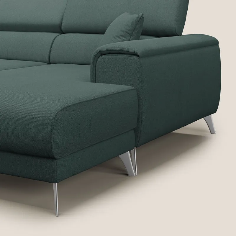 Fusion Canapé d'angle avec assises amovibles en tissu doux antitache T05 vert