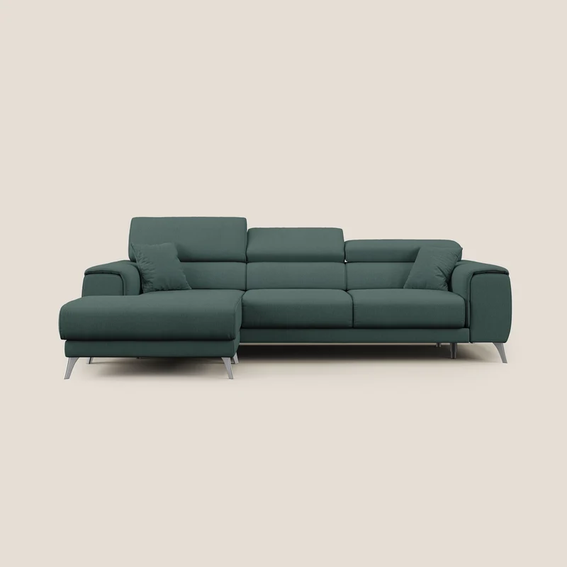 Fusion Canapé d'angle avec assises amovibles en tissu doux antitache T05 vert