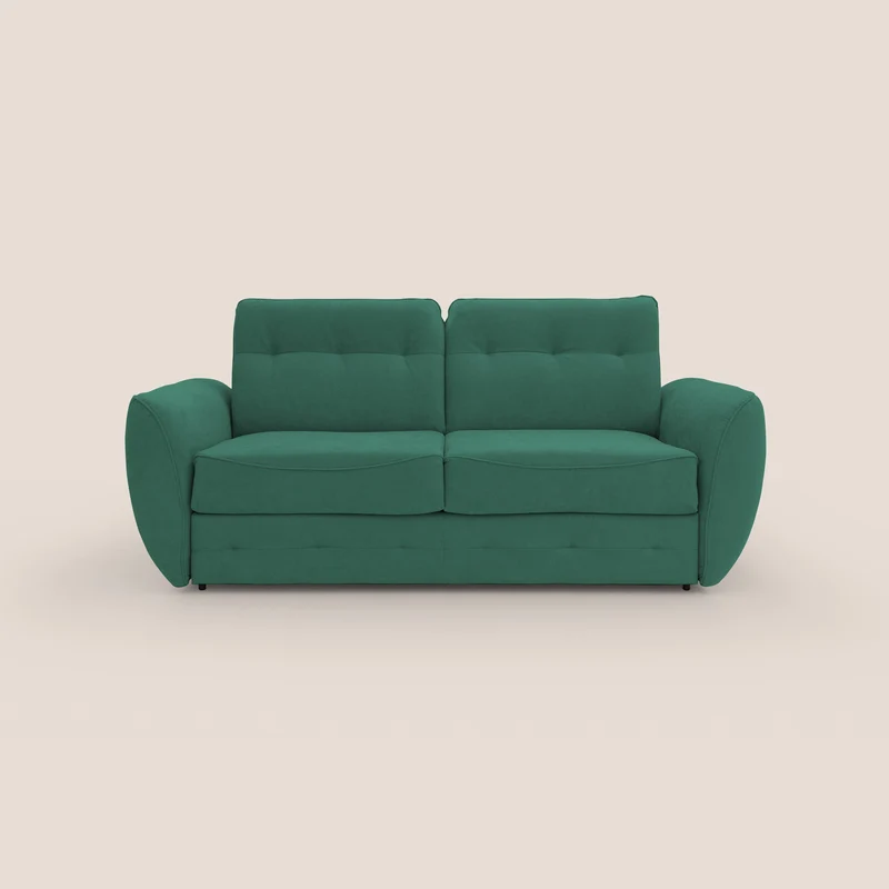 Zeus Canapé convertible scandinave avec dossier haut et matelas H18 cm en tissu imperméable T02 vert