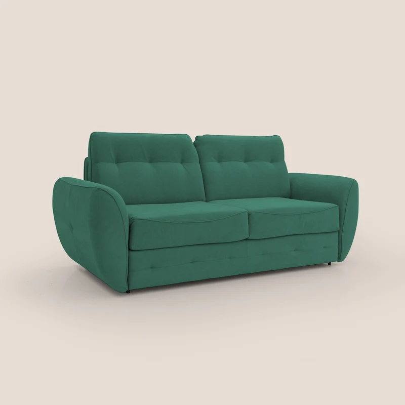 Zeus Canapé convertible scandinave avec dossier haut et matelas H18 cm en tissu imperméable T02 vert