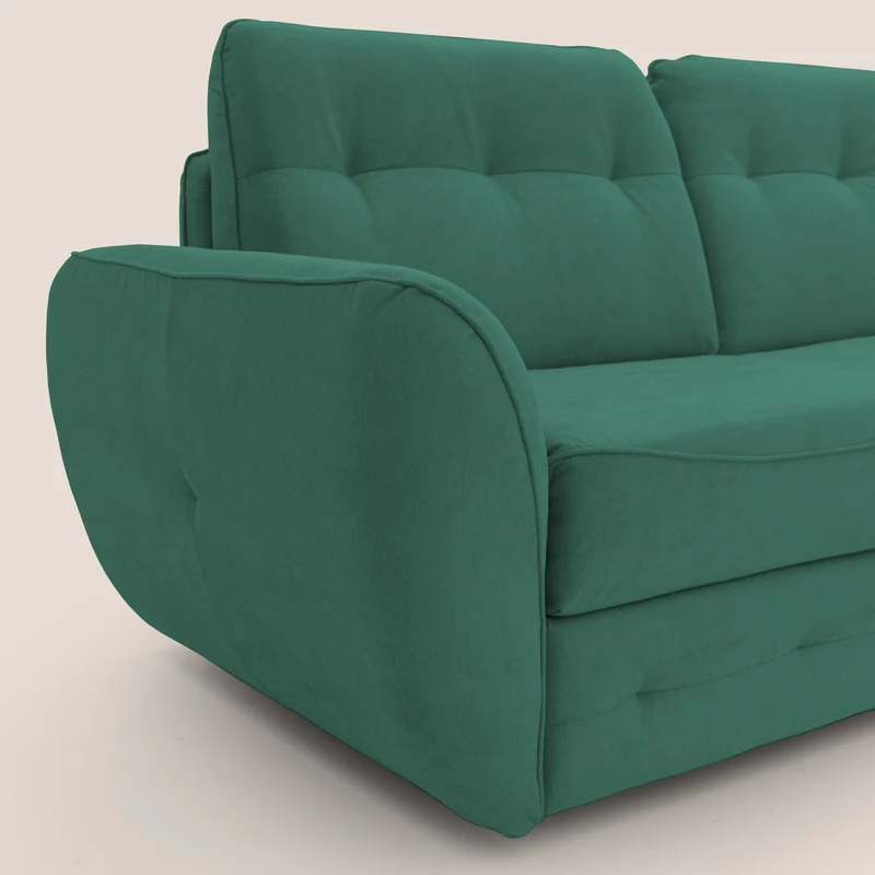 Zeus Canapé convertible scandinave avec dossier haut et matelas H18 cm en tissu imperméable T02 vert