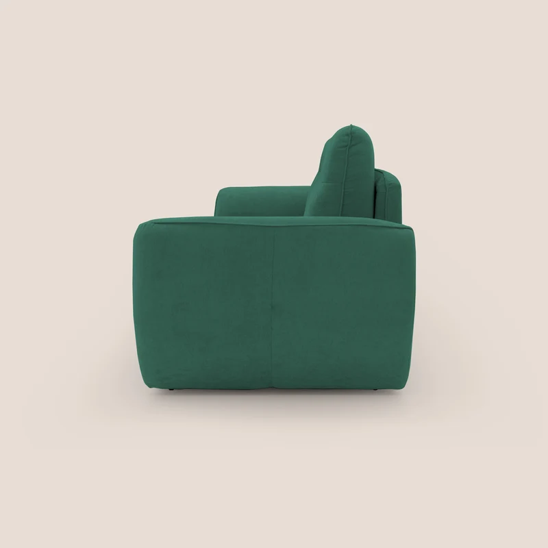 Zeus Canapé convertible scandinave avec dossier haut et matelas H18 cm en tissu imperméable T02 vert