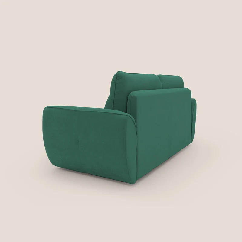 Zeus Canapé convertible scandinave avec dossier haut et matelas H18 cm en tissu imperméable T02 vert