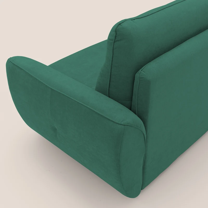 Zeus Canapé convertible scandinave avec dossier haut et matelas H18 cm en tissu imperméable T02 vert