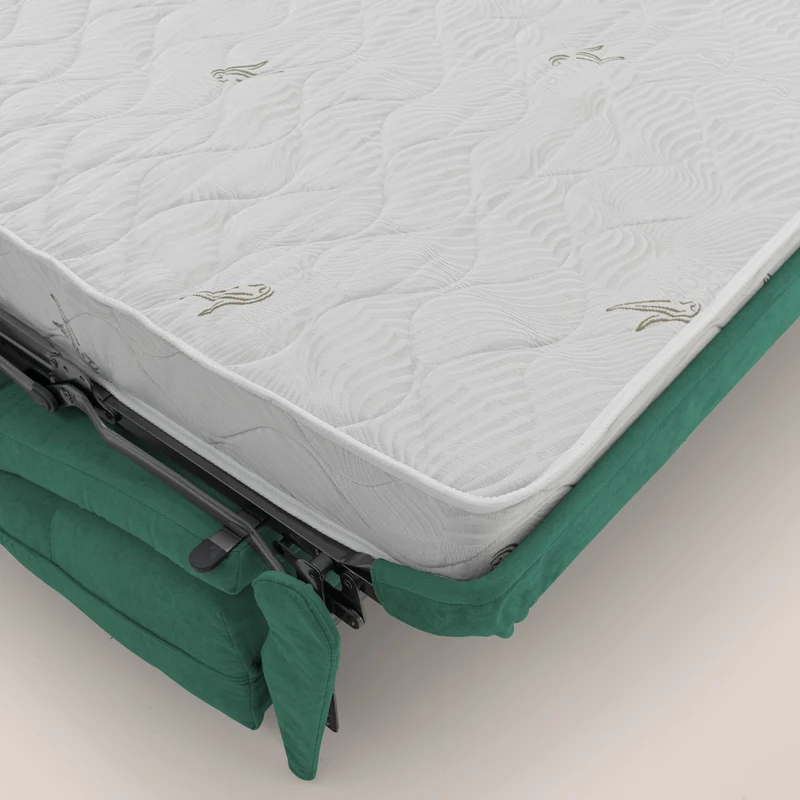 Zeus Canapé convertible scandinave avec dossier haut et matelas H18 cm en tissu imperméable T02 vert