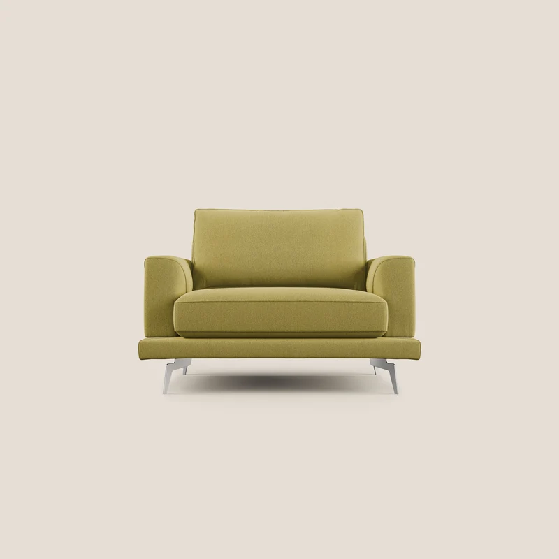 Dorian fauteuil moderne en tissu doux anti-tache T05 jaune