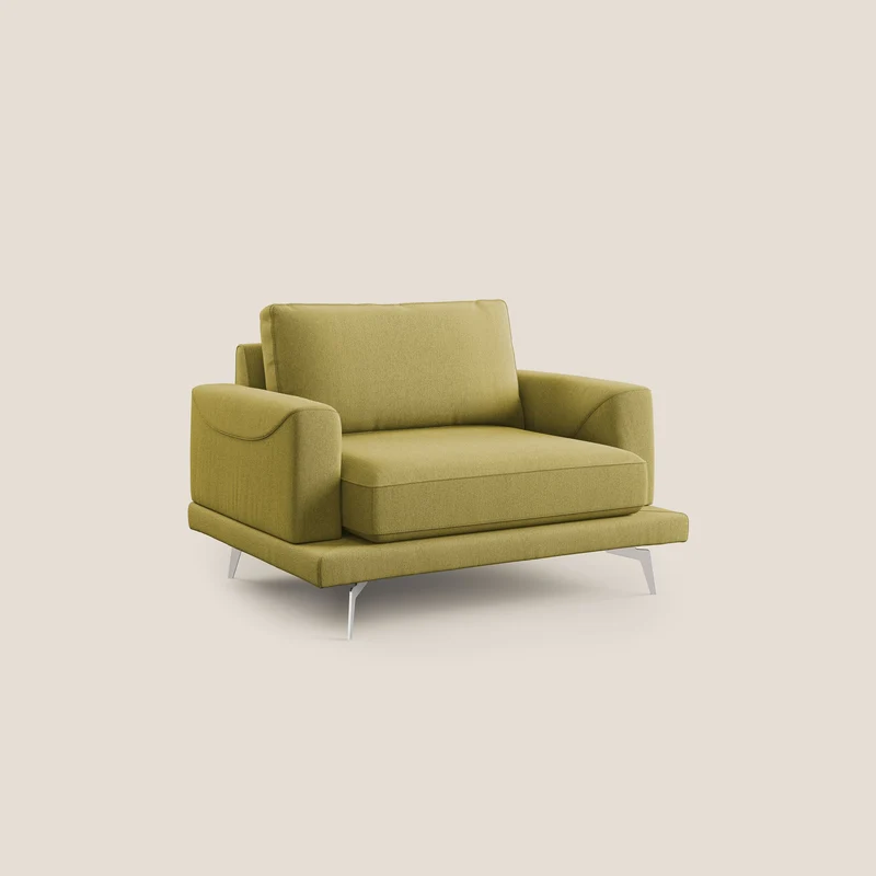 Dorian fauteuil moderne en tissu doux anti-tache T05 jaune