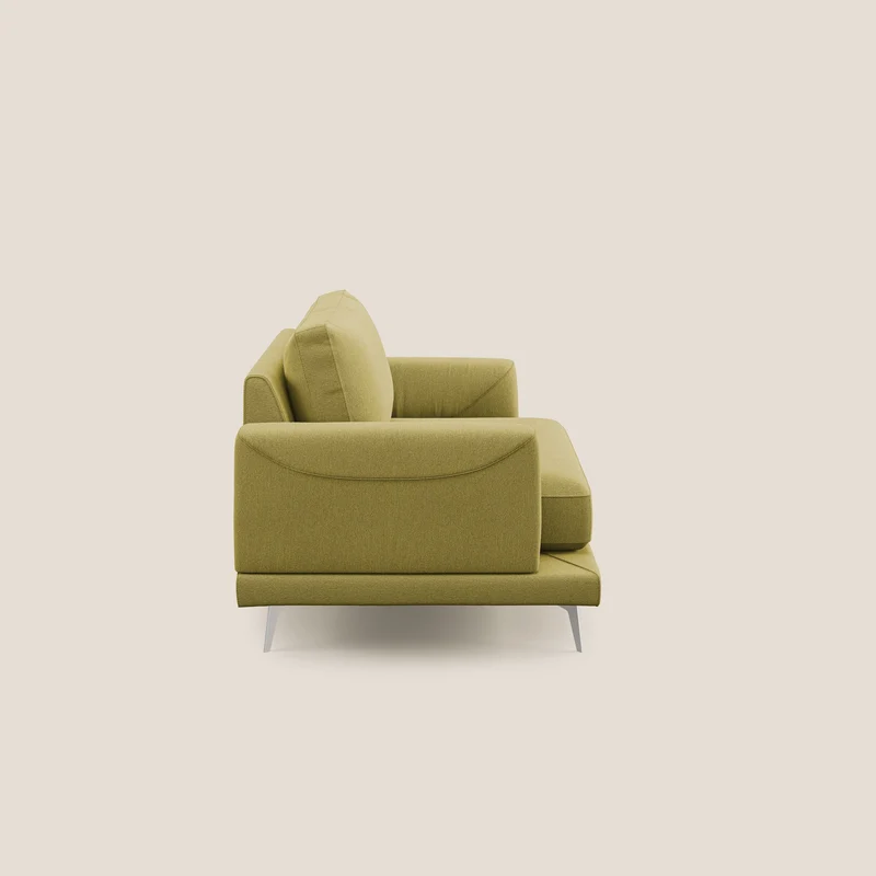 Dorian fauteuil moderne en tissu doux anti-tache T05 jaune