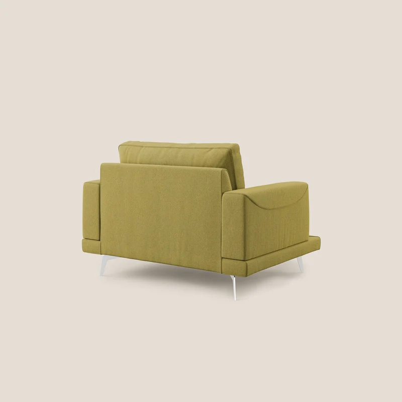 Dorian fauteuil moderne en tissu doux anti-tache T05 jaune