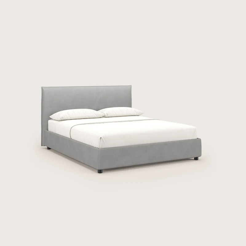 Nina lit coffre au design minimaliste en microfibre détachable effet cuir T15 gris