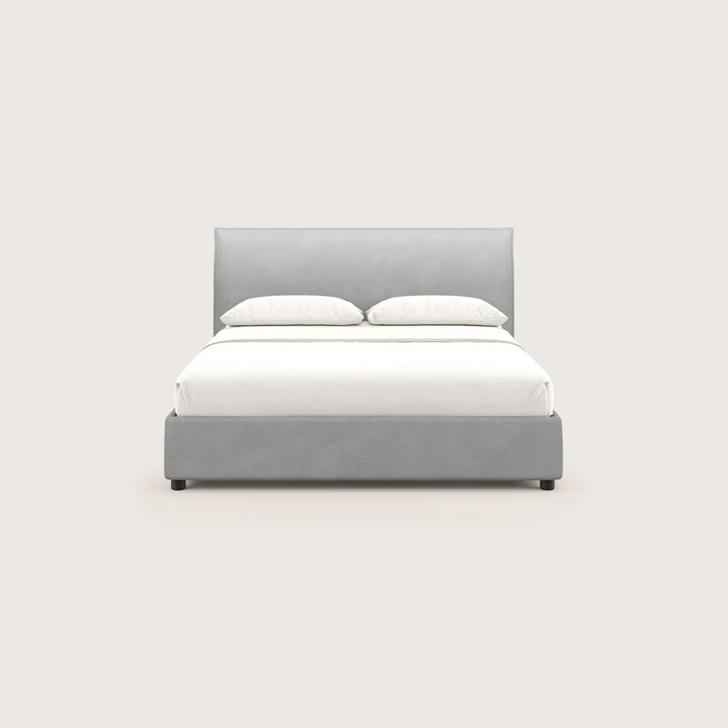 Nina lit coffre au design minimaliste en microfibre détachable effet cuir T15 gris