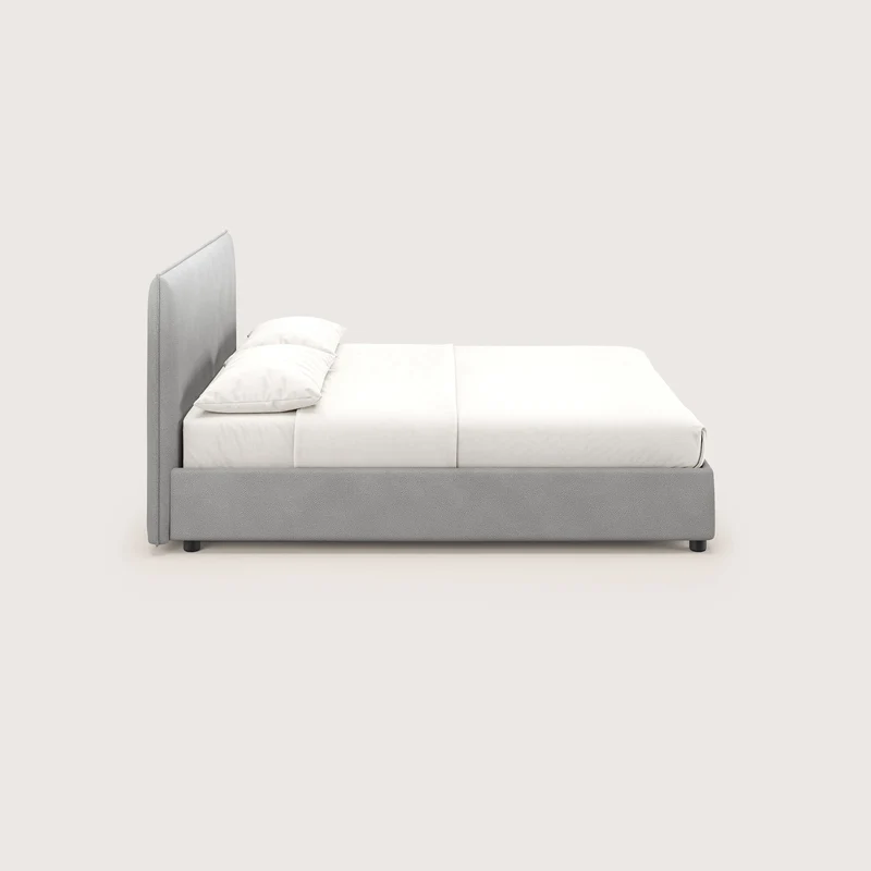 Nina lit coffre au design minimaliste en microfibre détachable effet cuir T15 gris
