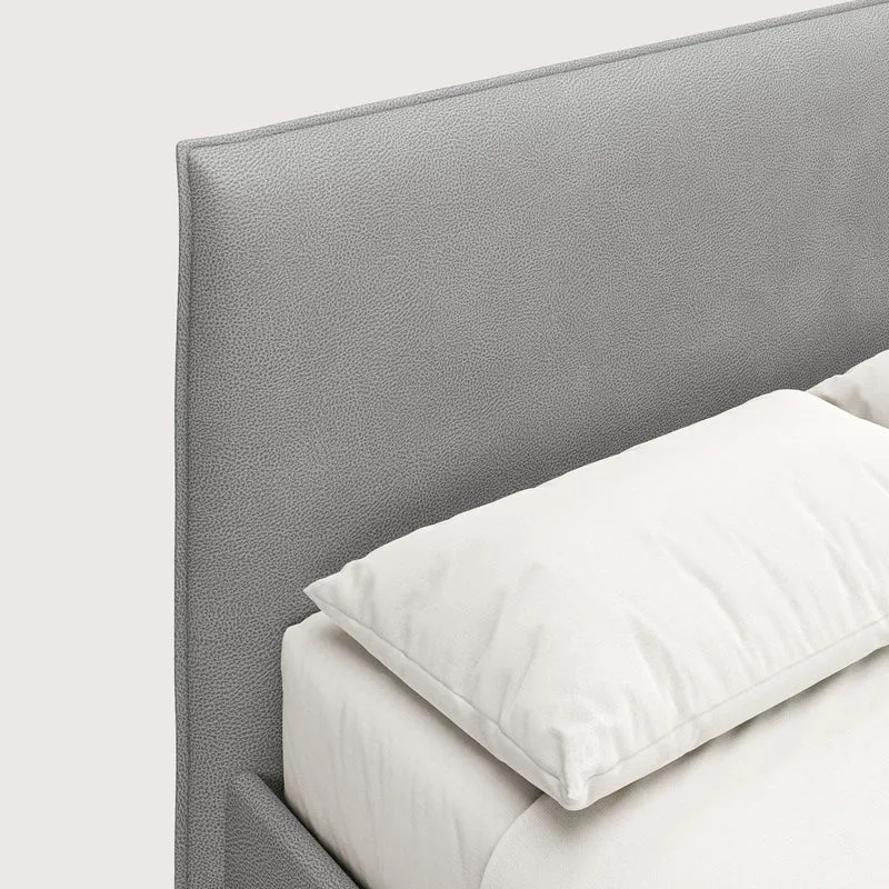 Nina lit coffre au design minimaliste en microfibre détachable effet cuir T15 gris