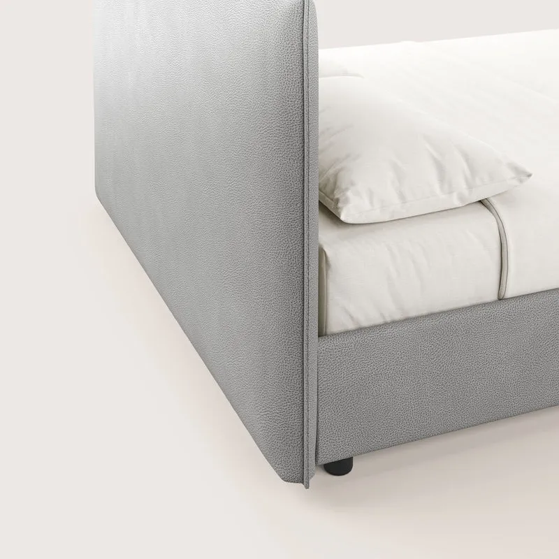 Nina lit coffre au design minimaliste en microfibre détachable effet cuir T15 gris