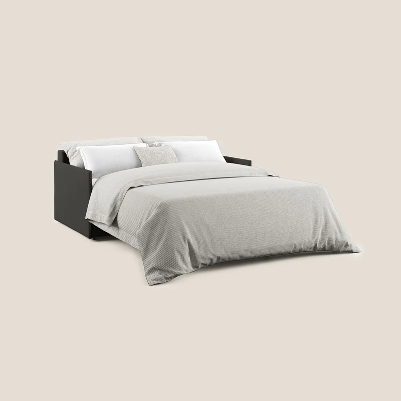 Evans canapé convertible en tissu doux imperméable T02 noir
