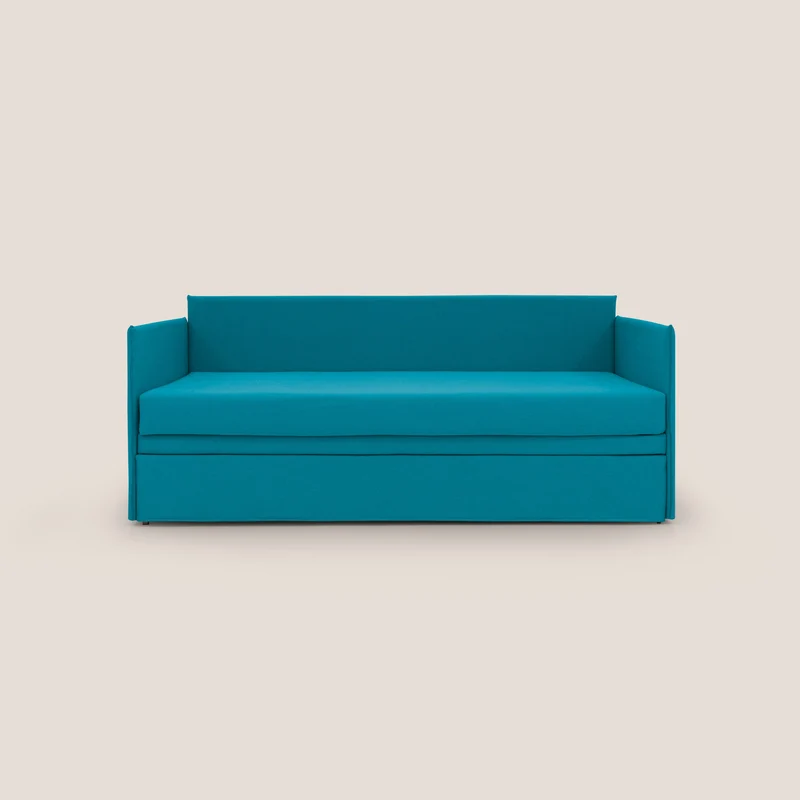 Brenta Canapé duplex avec lits jumeaux et tissu effet coton imperméable T13 bleu ciel