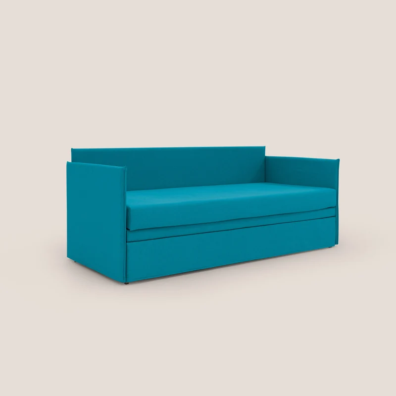 Brenta Canapé duplex avec lits jumeaux et tissu effet coton imperméable T13 bleu ciel