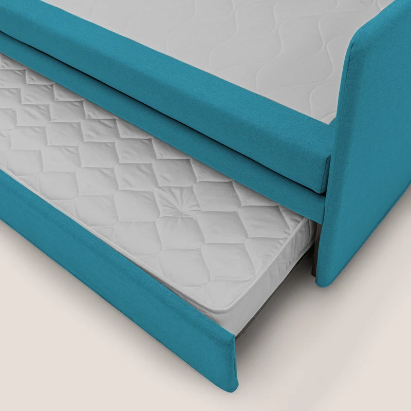 Brenta Canapé duplex avec lits jumeaux et tissu effet coton imperméable T13 bleu ciel