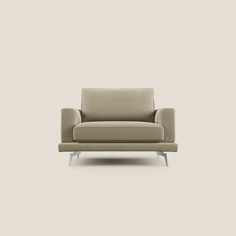 Dorian fauteuil moderne en tissu doux anti-tache T05 camel