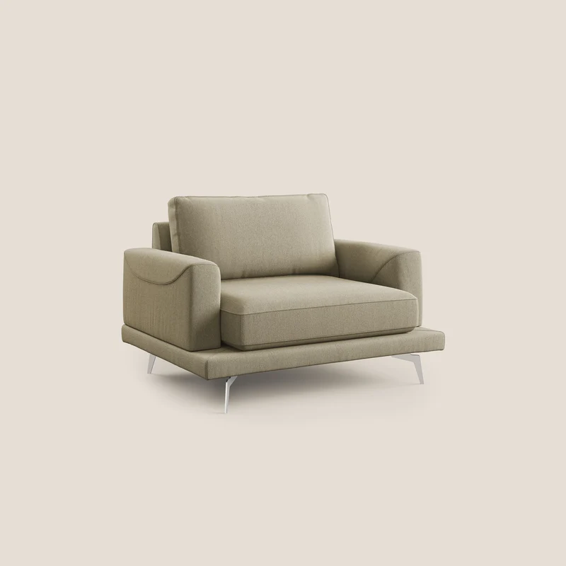 Dorian fauteuil moderne en tissu doux anti-tache T05 camel