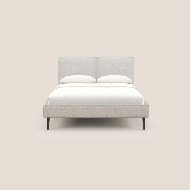 Isotta lit rembourré complètement déhoussable en tissu doux imperméable T10 crème