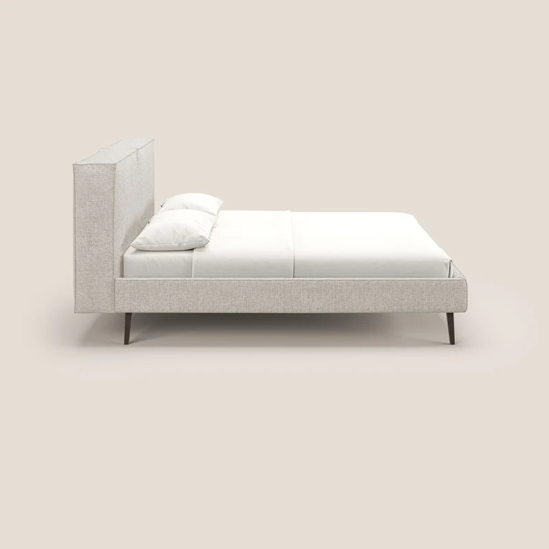 Isotta lit rembourré complètement déhoussable en tissu doux imperméable T10 crème